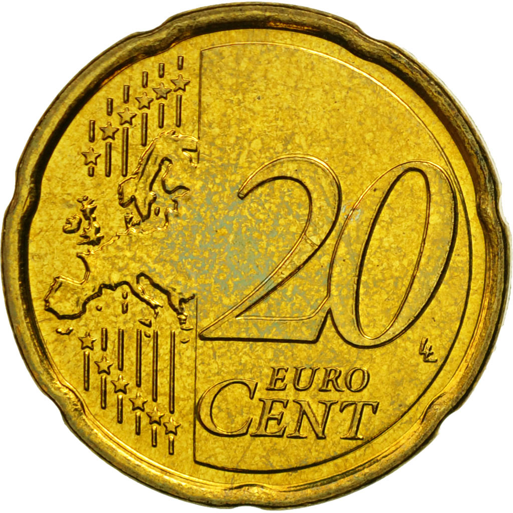 Belgium, 20 Euro Cent, 2008, MS(63), Brass, KM:278