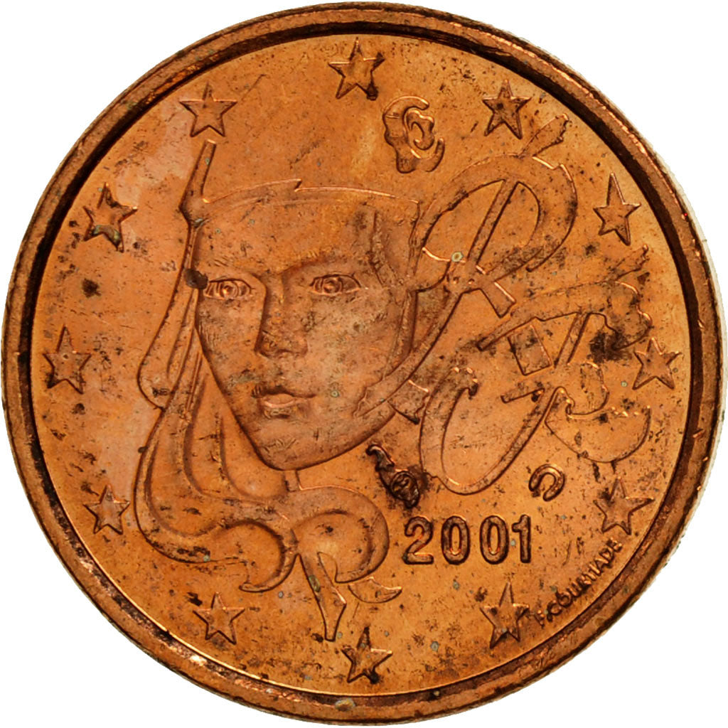 Coin, France, Euro Cent, 2001, MS(63), Copper Plated Steel, KM:1282