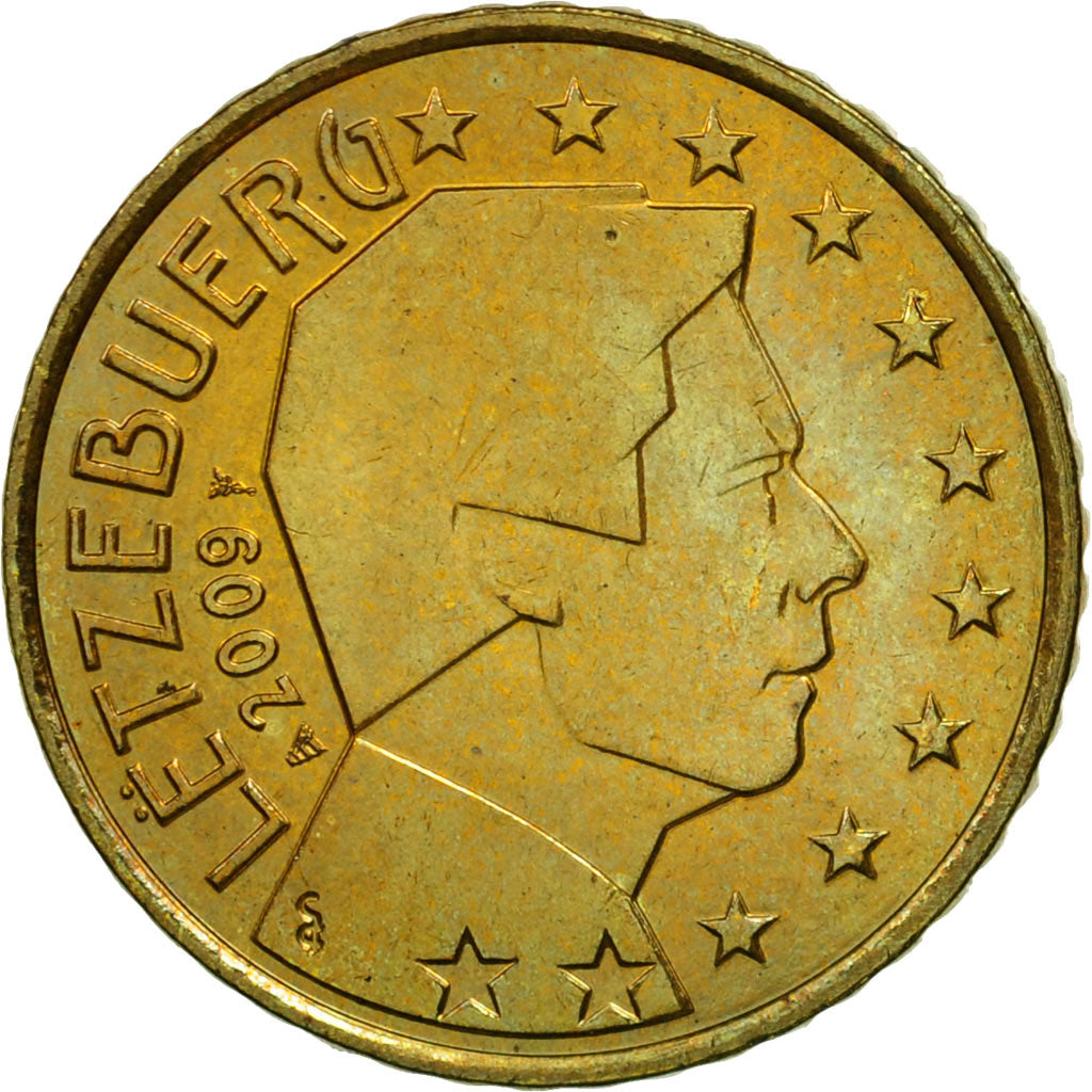 Luksemburg, 50 Euro Cent, 2009, Utrecht, MS(63), Mosiądz, KM:91