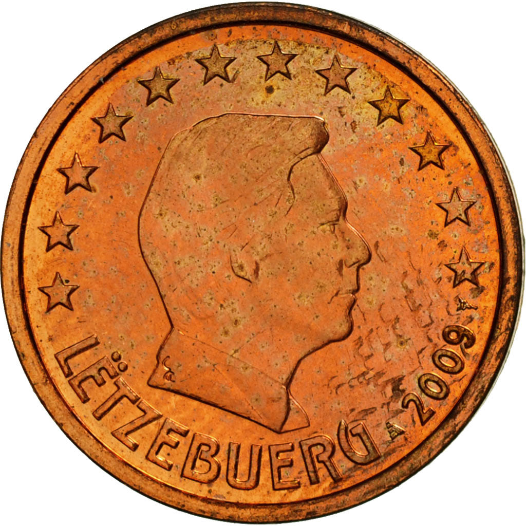 Luxemburg, 2 Euro Cent, 2009, UNC-, Copper Plated Steel, KM:76