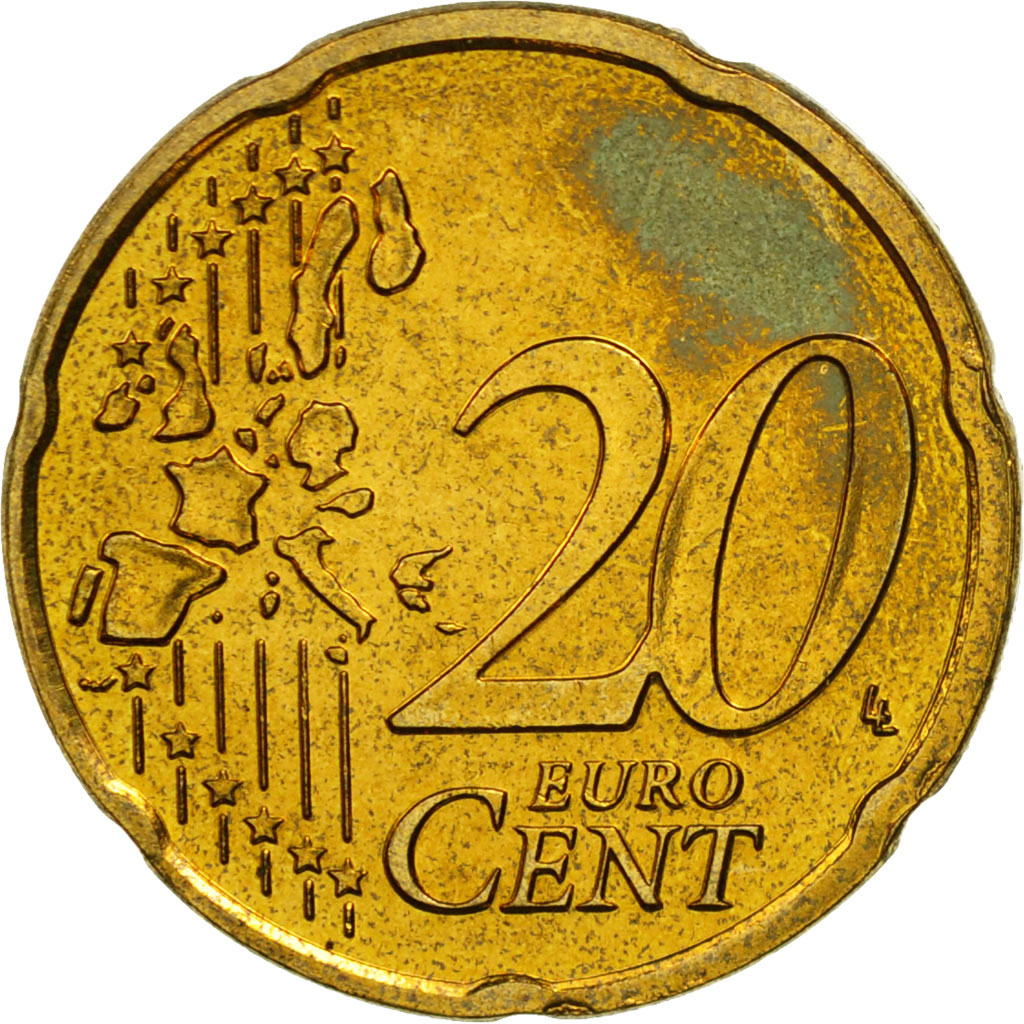 Niederlande, 20 Euro Cent, 2003, UNZ, Messing, KM:238