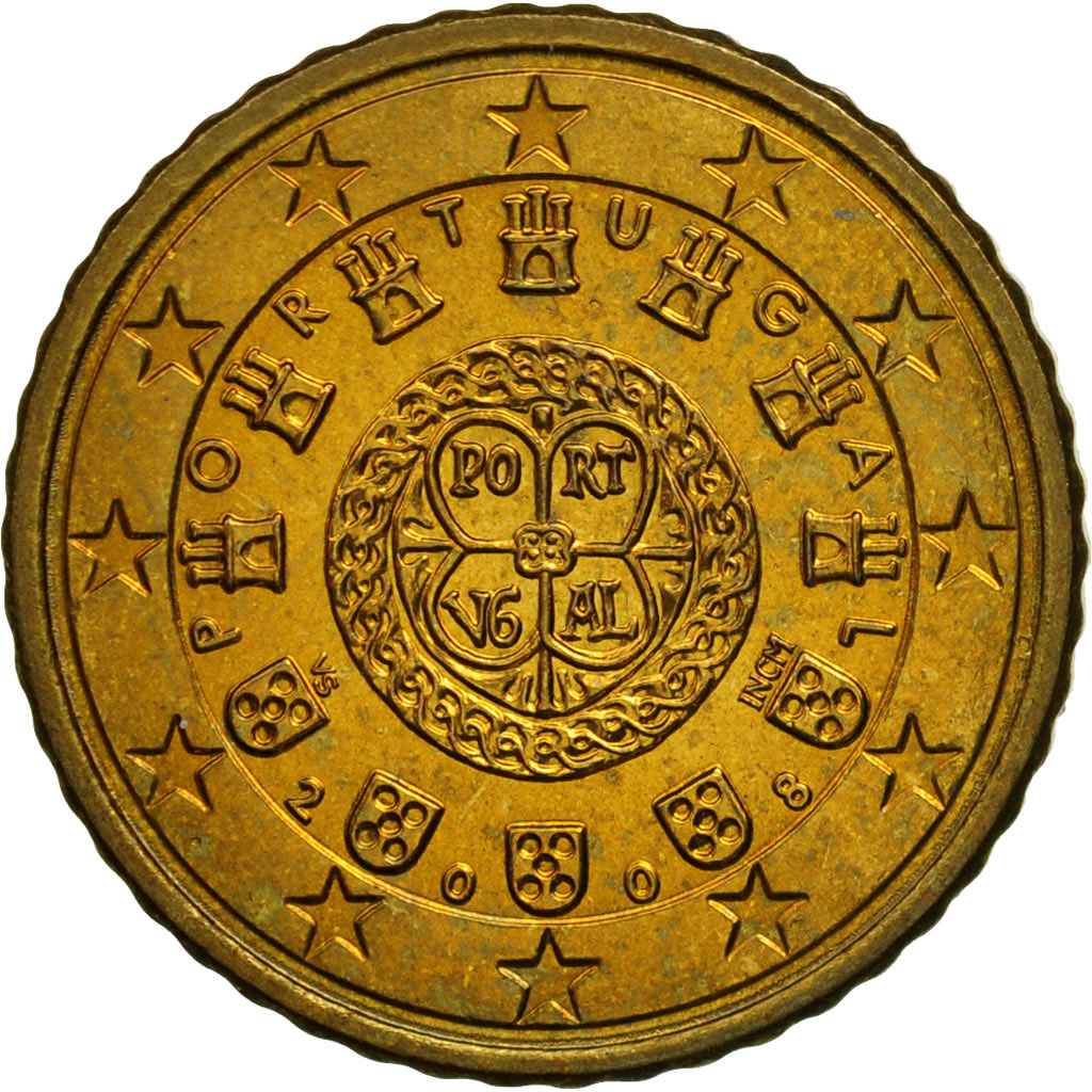 Portugal, 50 Euro Cent, 2008, Lisbon, MS(63), Mosiądz, KM:765