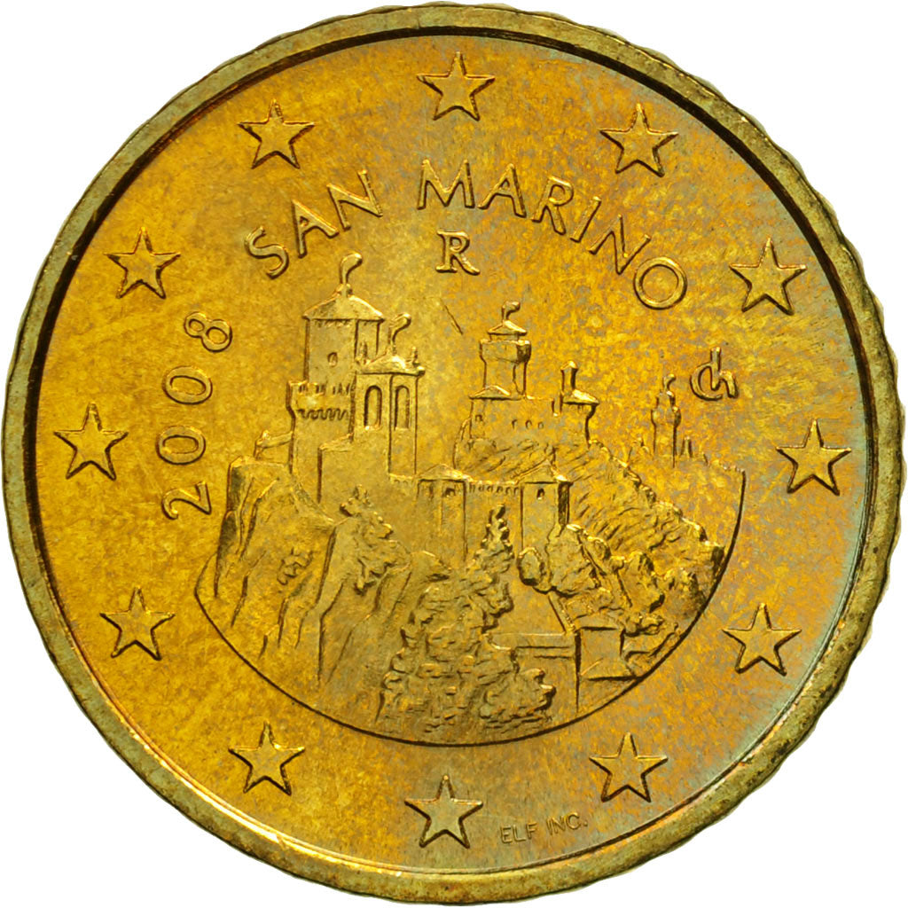 San Marino, 50 Euro Cent, 2008, MS(63), Brass, KM:484