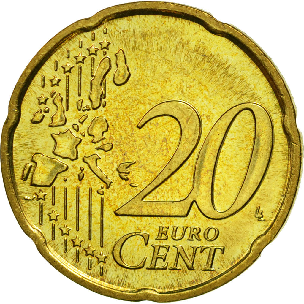San Marino, 20 Euro Cent, 2003, MS(63), Brass, KM:444