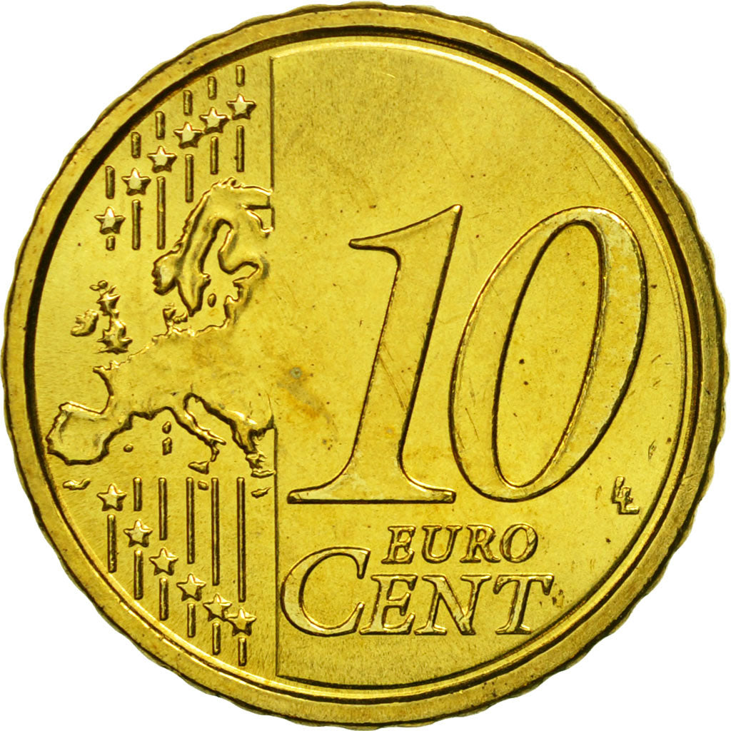 San Marino, 10 Euro Cent, 2010, MS(63), Brass, KM:482
