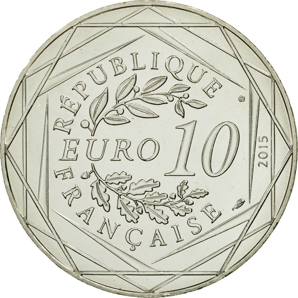 France, 10 Euro, Liberté Astérix, Obélix, 2015, MS(63), Silver