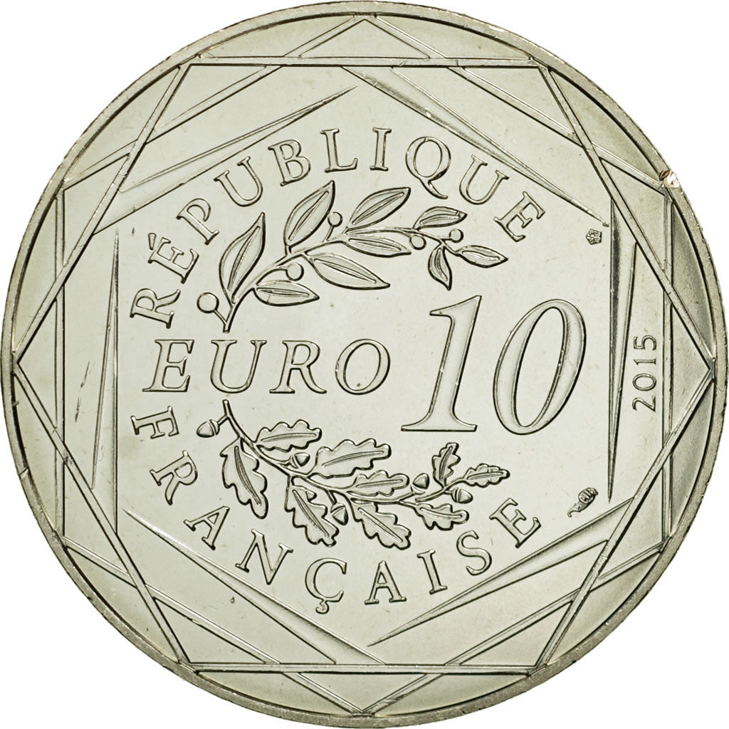 France, 10 Euro, Liberté, Obélix, 2015, MS(63), Silver