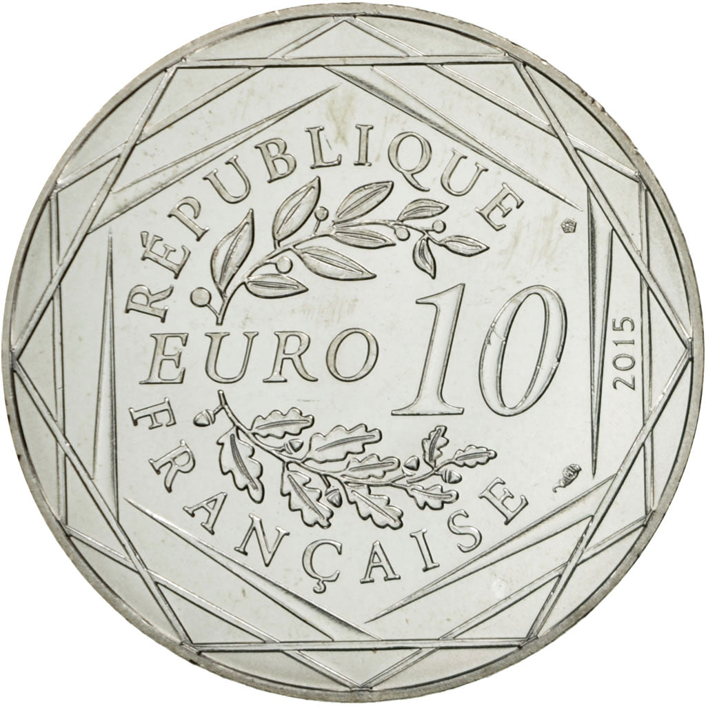 Coin, France, 10 Euro, Egalité, Cléopatre, César, 2015, MS(63), Silver