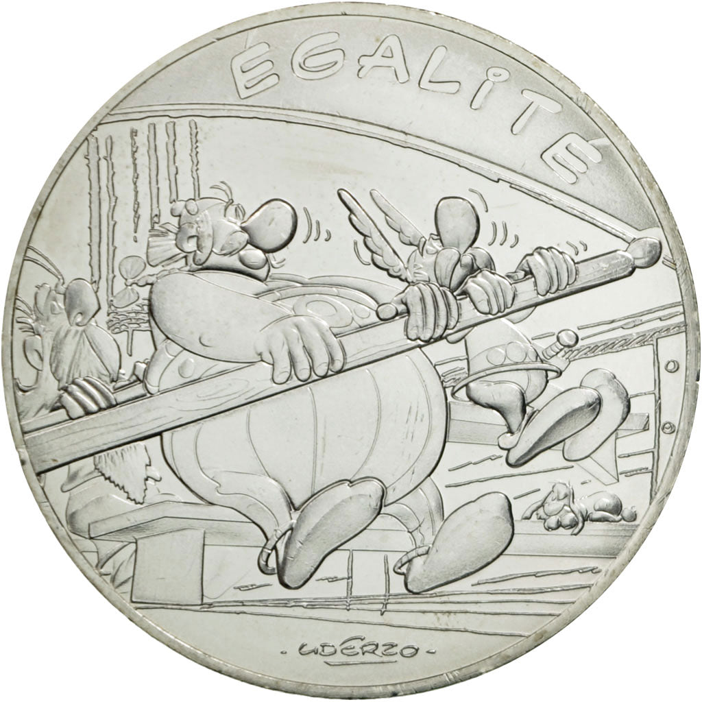 France, 10 Euro, Egalité, Astérix, Obélix, 2015, MS(63), Silver