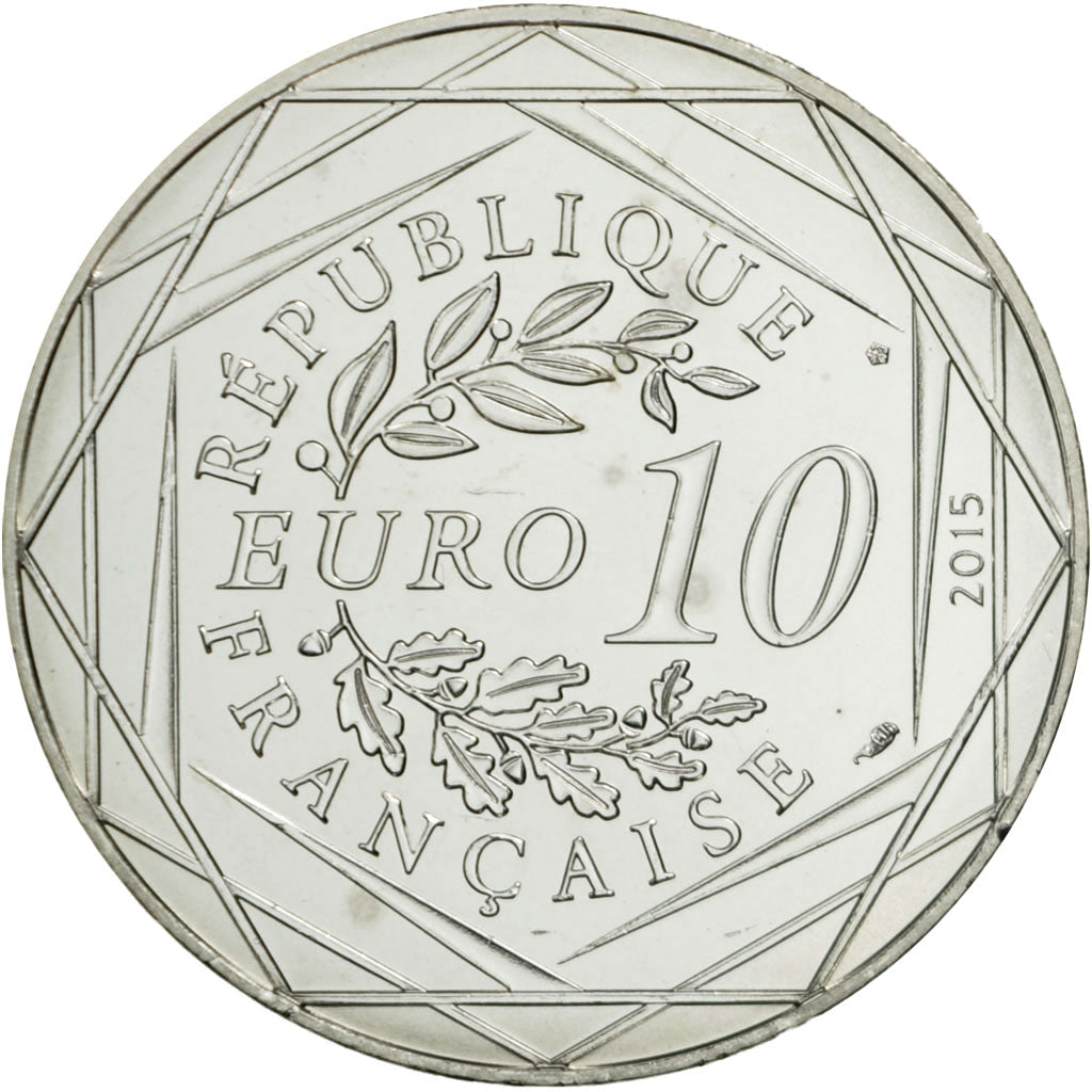 Coin, France, 10 Euro, Egalité, Abraracourcix, Obélix, 2015, MS(63), Silver