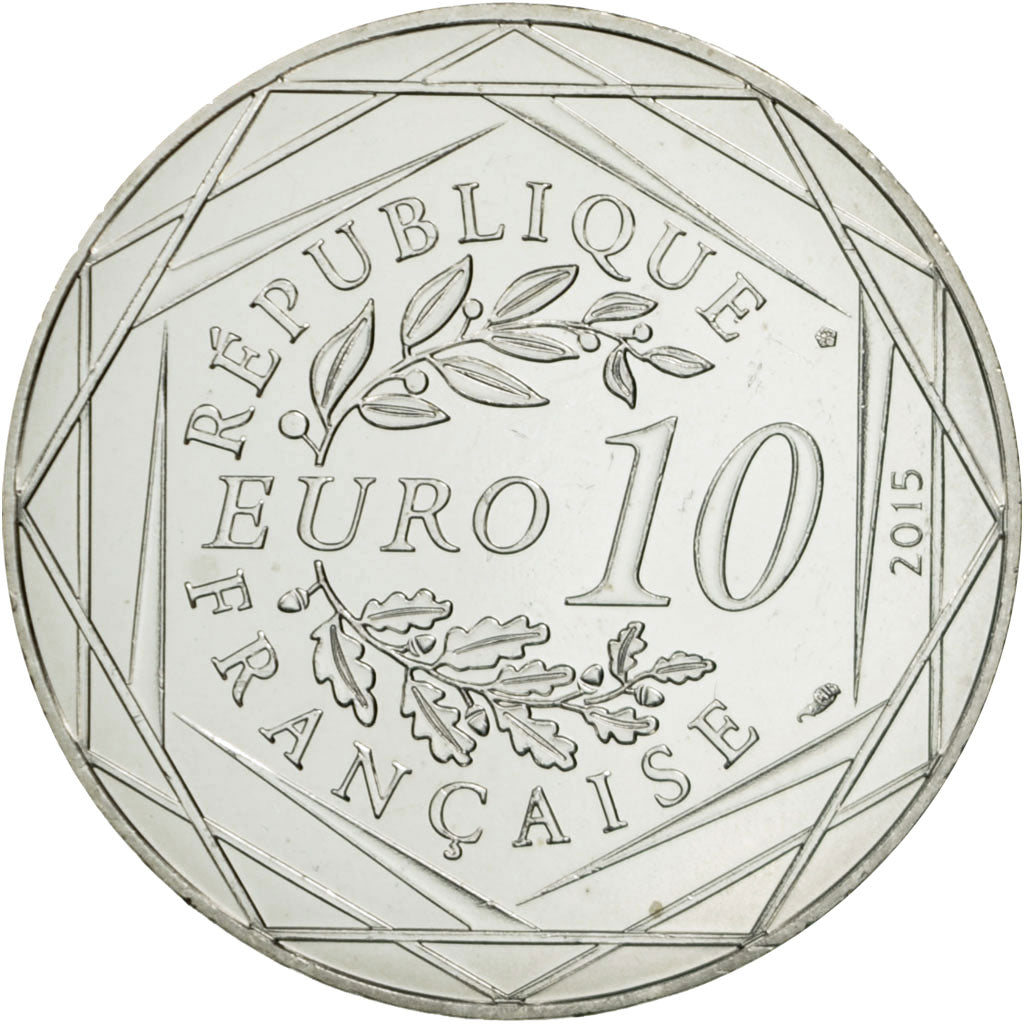France, 10 Euro, Egalité, Gaulois, Chaudron, 2015, MS(63), Silver