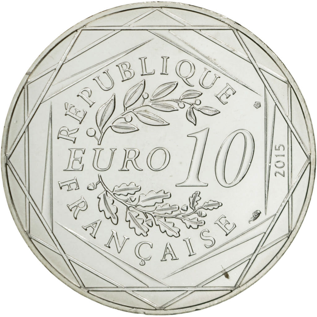 Coin, France, 10 Euro, Fraternité, Obélix, Danse, 2015, MS(63), Silver