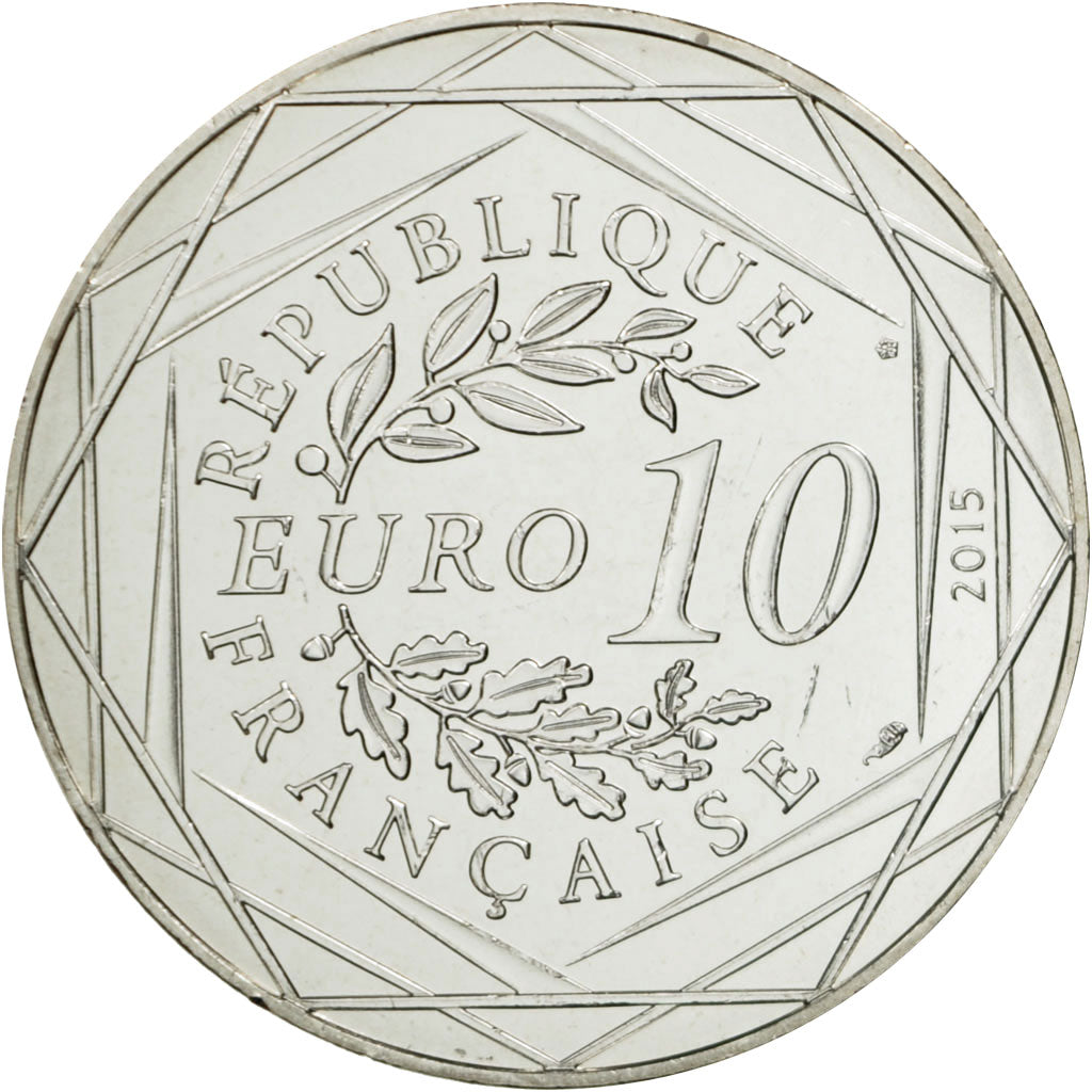 Coin, France, 10 Euro, Fraternité, Astérix, Olaf, 2015, MS(63), Silver