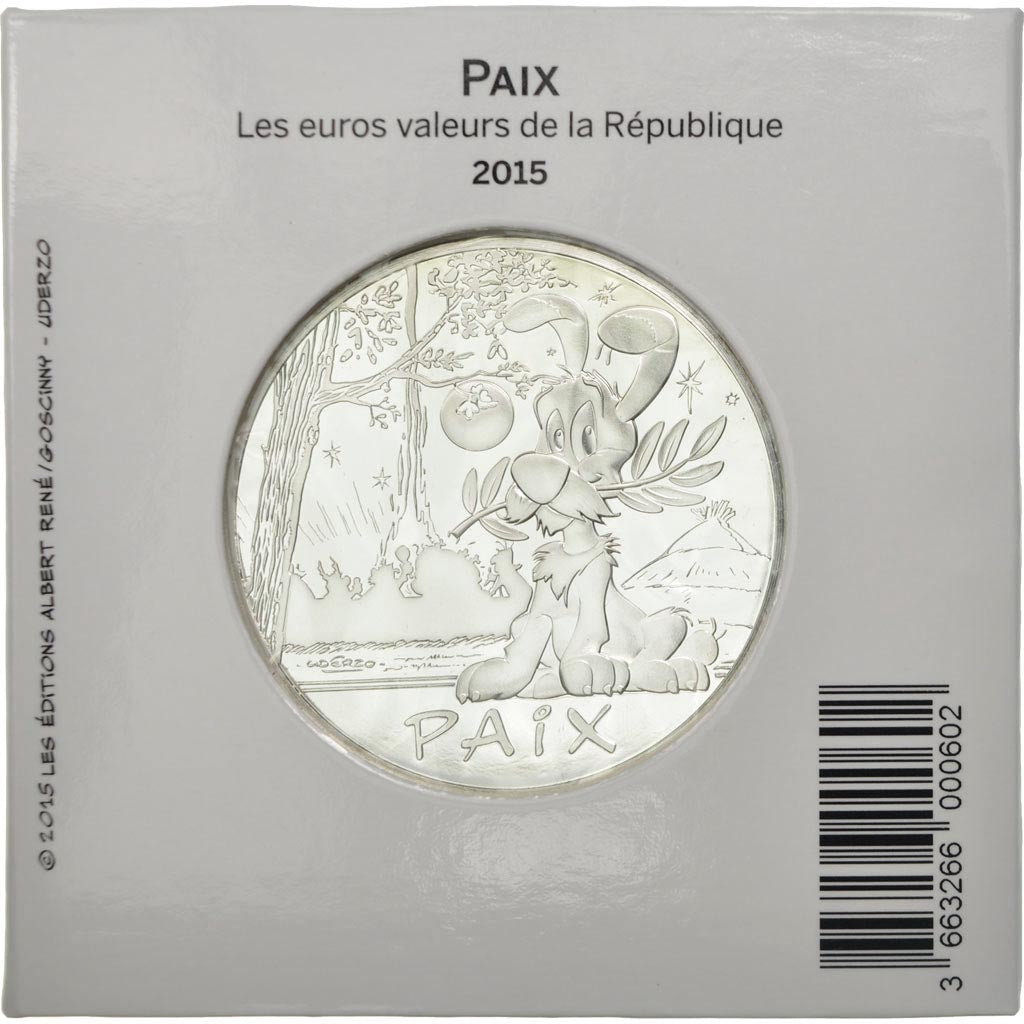 France, 50 Euro, Astérix, Paix, 2015, MS(65-70), Silver