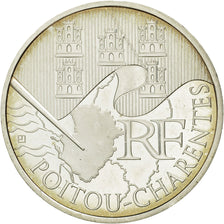 France, 10 Euro, Poitou-Charente, 2010, MS(63), Silver, KM:1667