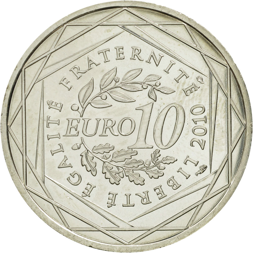 France, 10 Euro, Poitou-Charente, 2010, MS(63), Silver, KM:1667