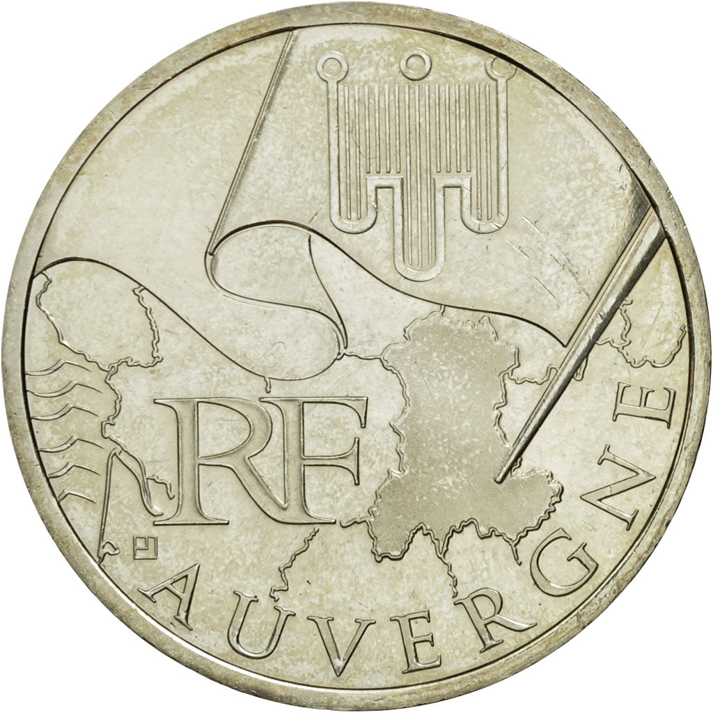 Coin, France, 10 Euro, Auvergne, 2010, MS(63), Silver, KM:1646