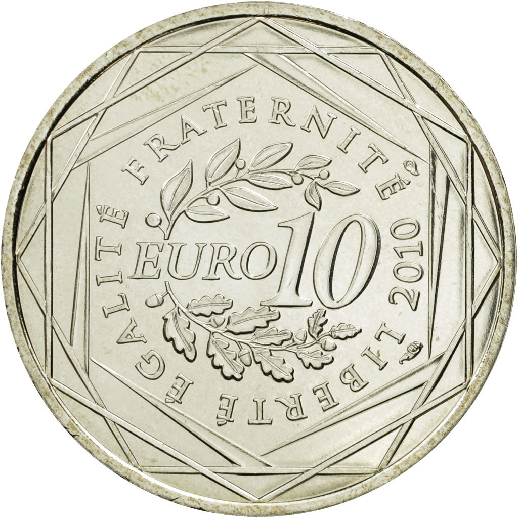 Munten, Frankrijk, 10 Euro, Rhone-Alpes, 2010, UNC-, Zilver, KM:1670