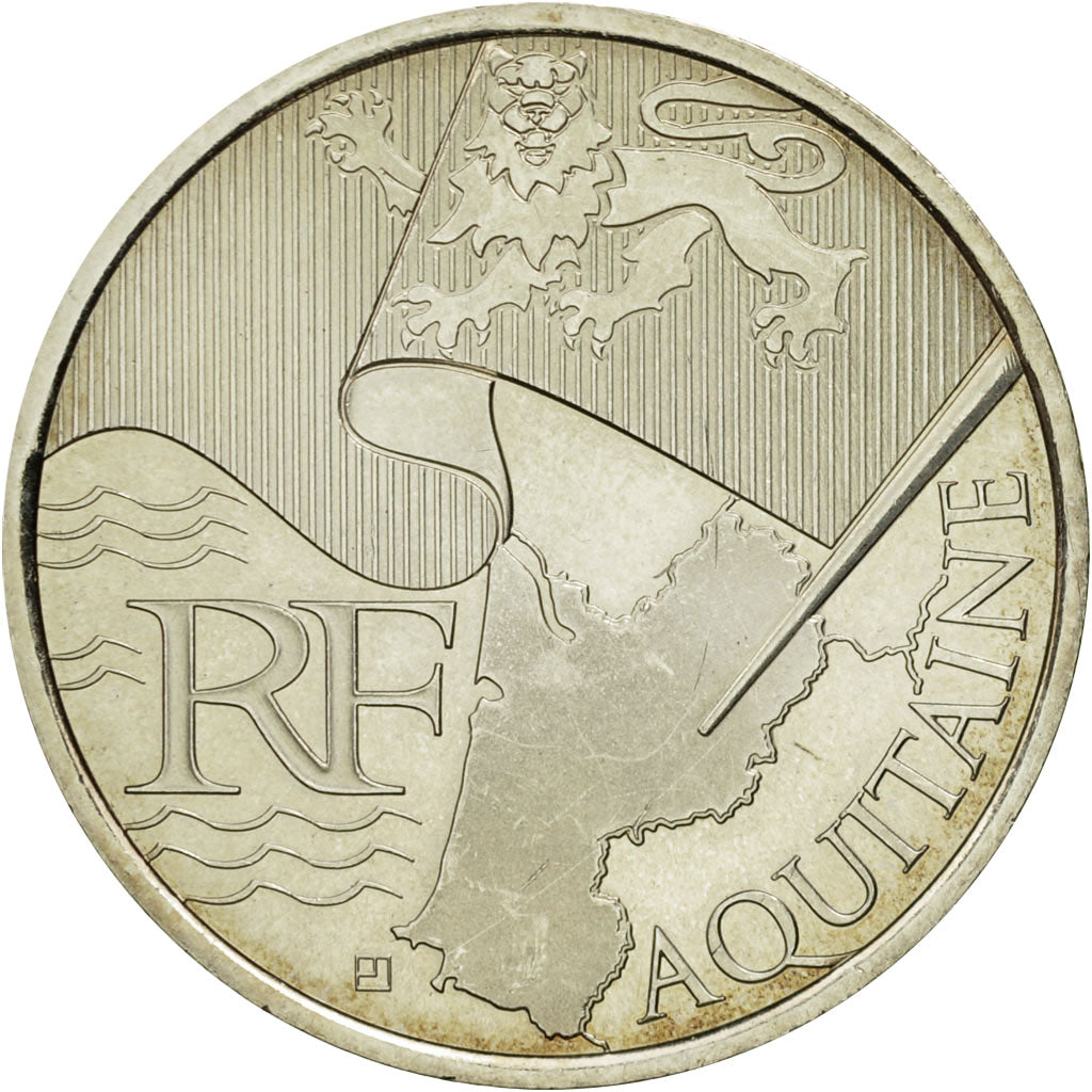 Coin, France, 10 Euro, Aquitaine, 2010, MS(63), Silver, KM:1645