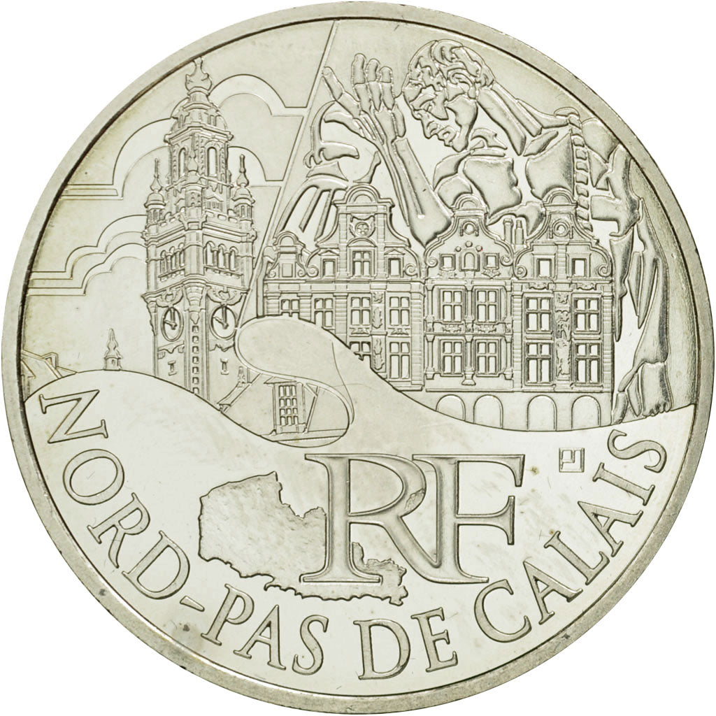 Coin, France, 10 Euro, Nord-Pas de Calais, 2011, MS(63), Silver, KM:1745