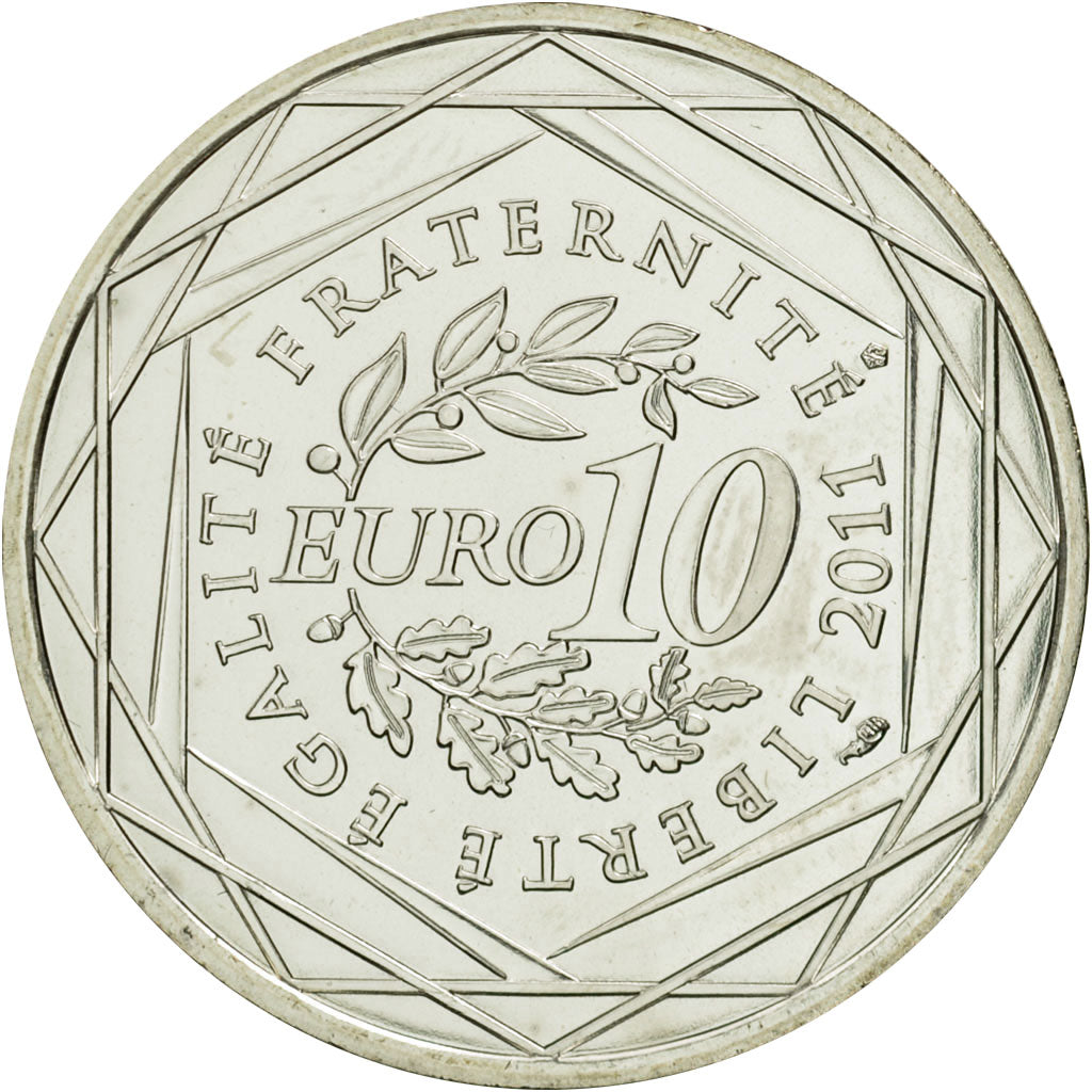 France, 10 Euro, Centre, 2011, MS(63), Silver, KM:1732