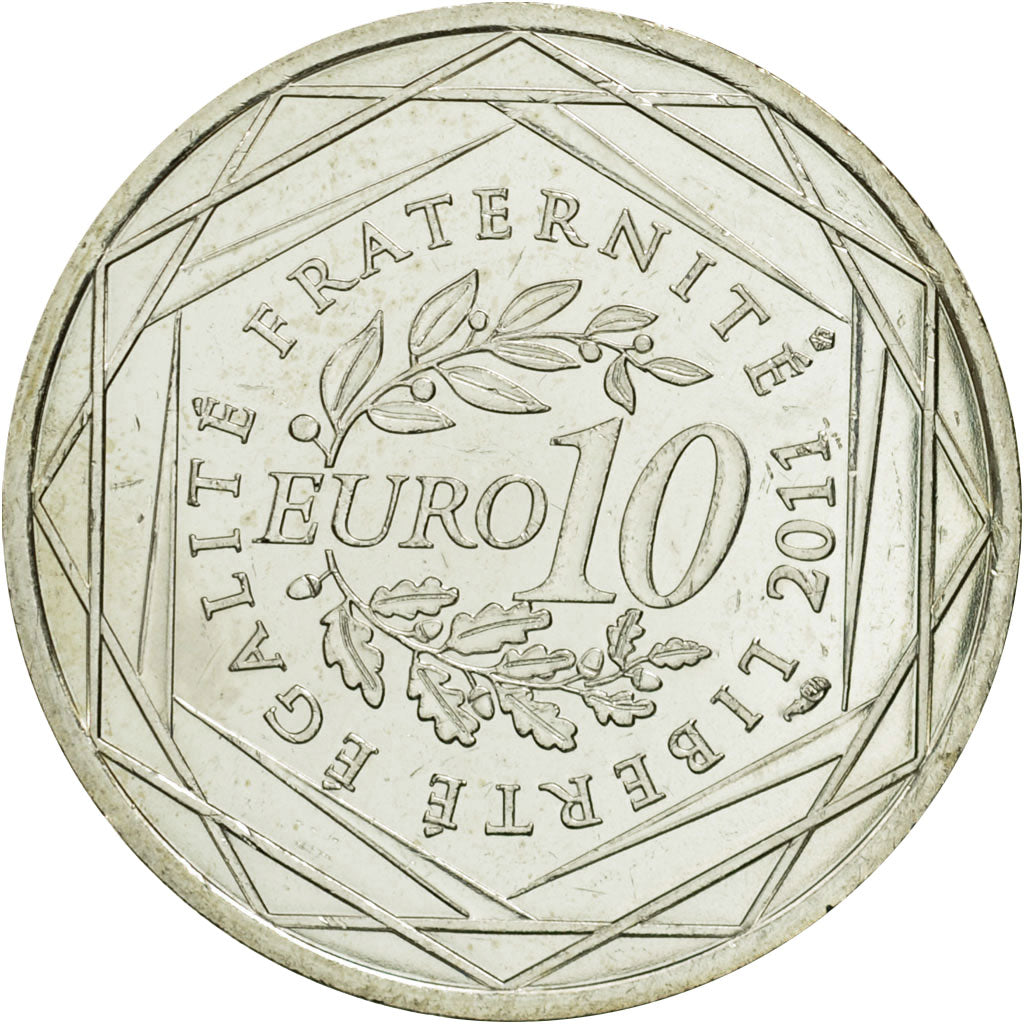 France, 10 Euro, Languedoc-Rousillon, 2011, MS(63), Silver, KM:1741