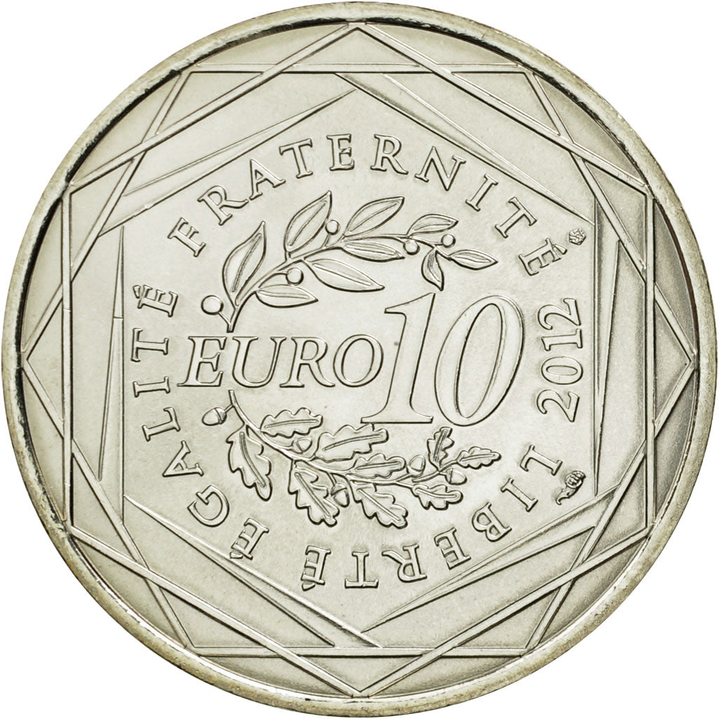 France, 10 Euro, Centre, 2012, MS(63), Silver, KM:1868