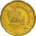 Cypr, 20 Euro Cent, 2008, MS(63), Mosiądz, KM:82
