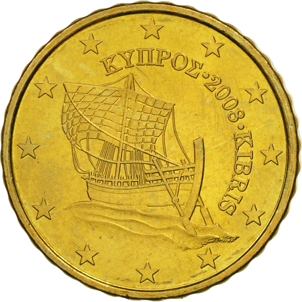 Chypre, 10 Euro Cent, 2008, SPL, Laiton, KM:81