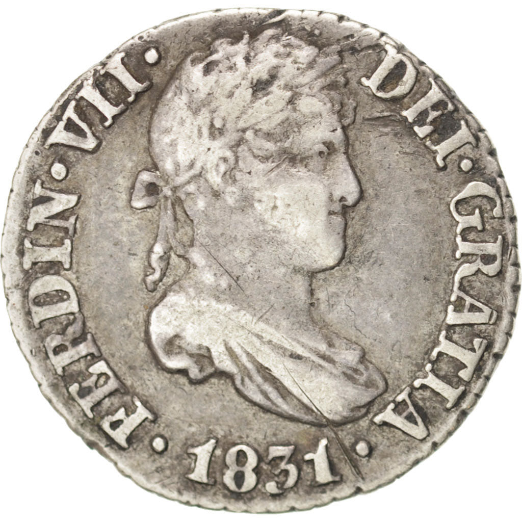 SPAIN, 1/2 Real, 1/2 Croat, 1831, Seville, KM #482.3, EF(40-45), Silver, 1.46