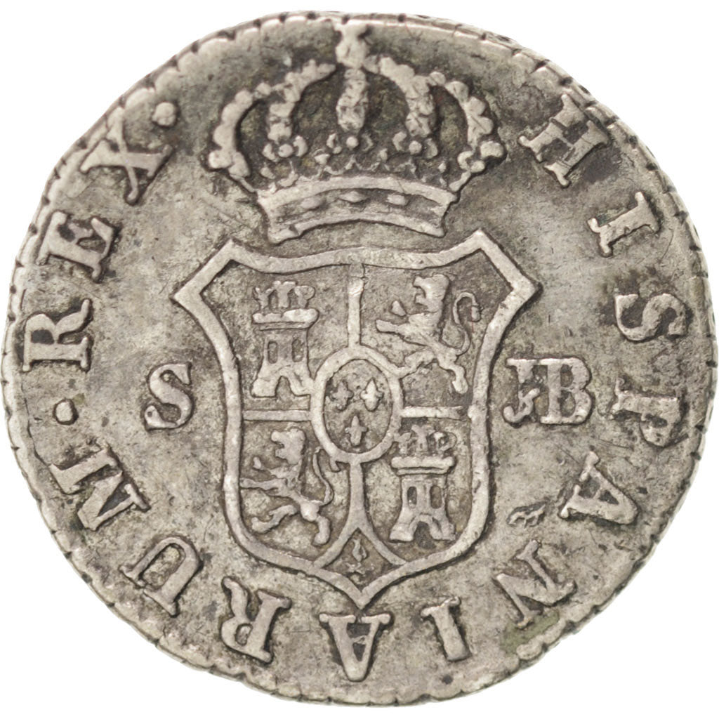 SPAIN, 1/2 Real, 1/2 Croat, 1831, Seville, KM #482.3, EF(40-45), Silver, 1.46