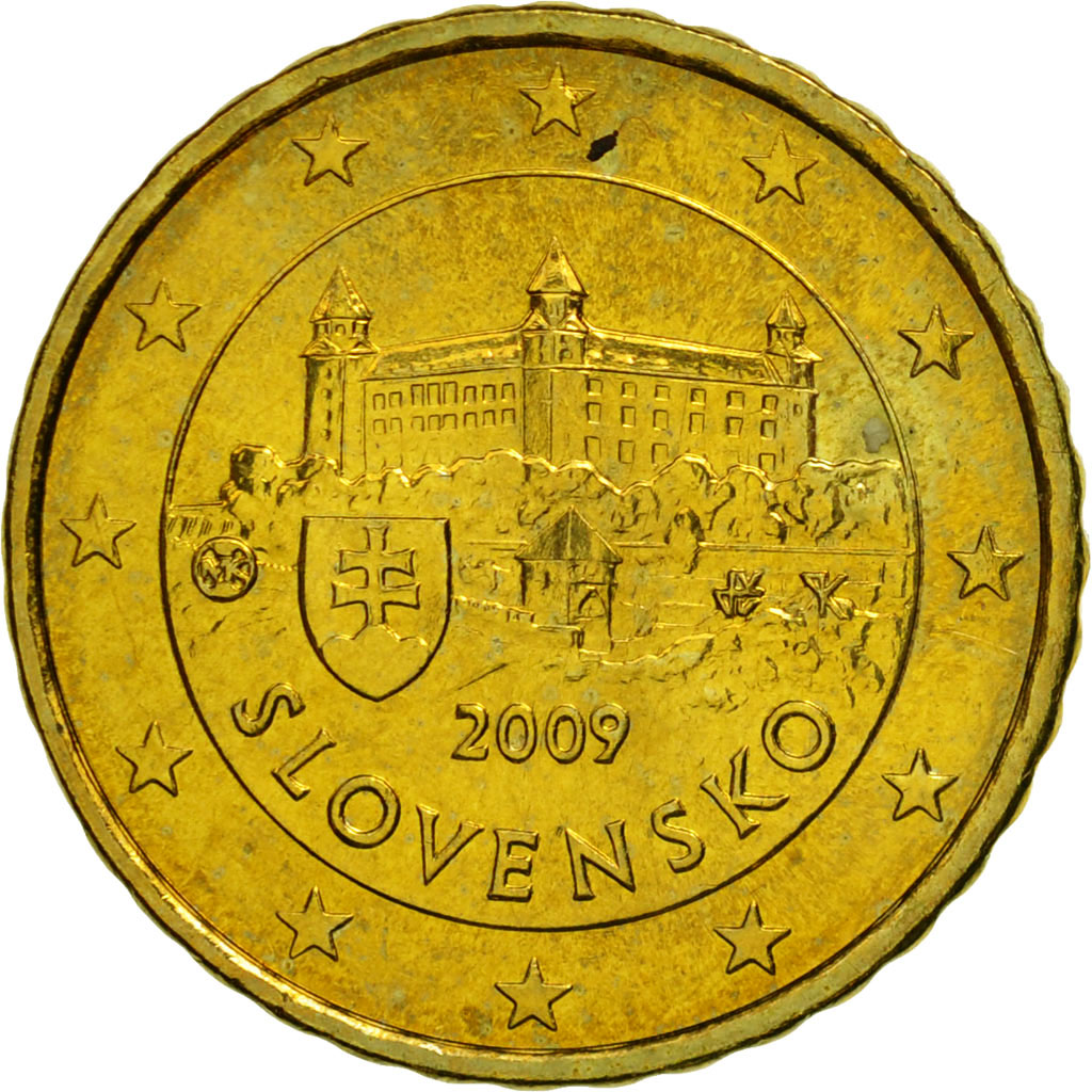 Slovakia, 10 Euro Cent, 2009, MS(63), Brass, KM:98