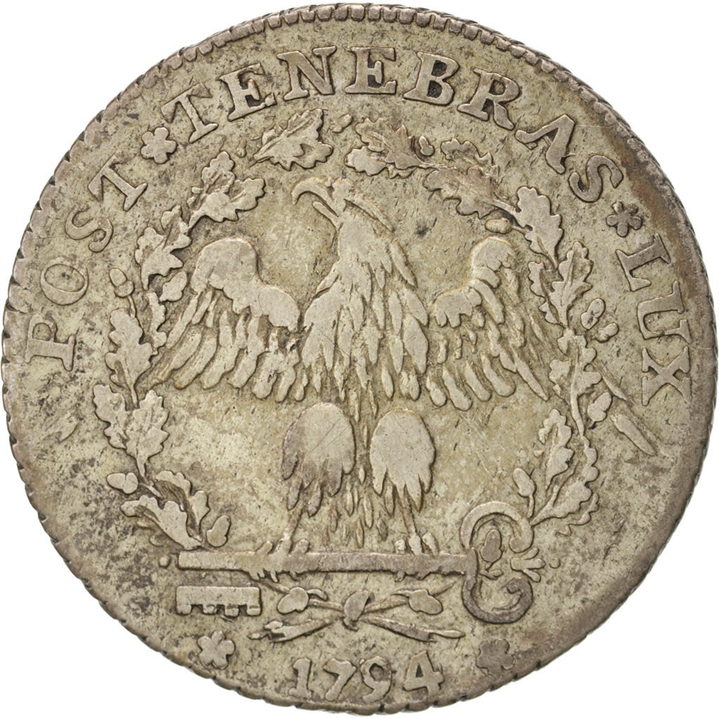 SWISS CANTONS, 15 Sols, 1794, KM #97, EF(40-45), Silver, 3.05