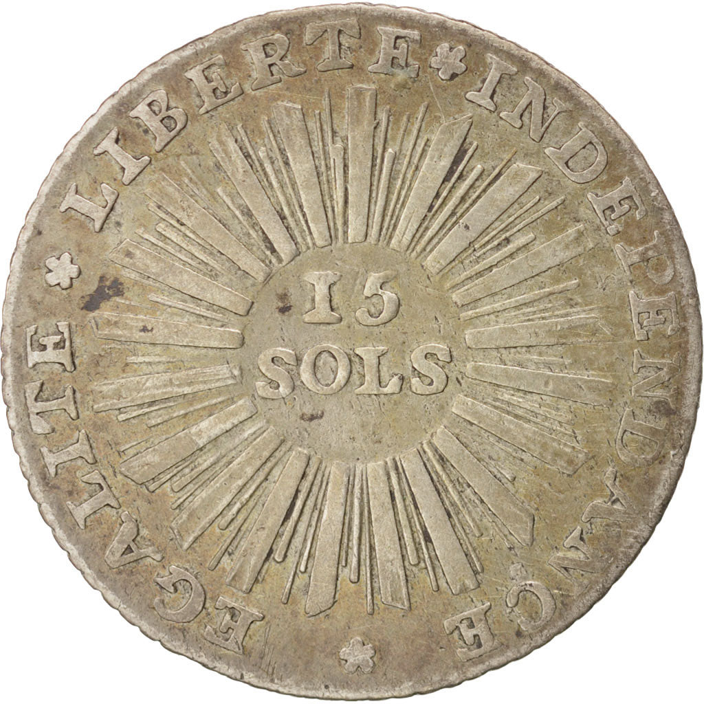 SWISS CANTONS, 15 Sols, 1794, KM #97, EF(40-45), Silver, 3.05