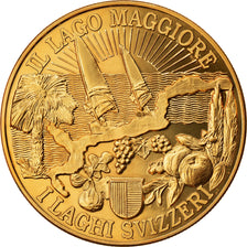 Suisse, Médaille, Il Lago di Lugano, I Laghi Svizzeri, SPL+, Copper-Nickel Gilt