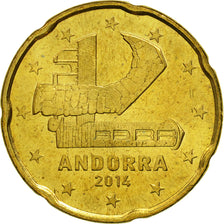 Andorra, 20 Euro Cent, 2014, MS(63), Brass