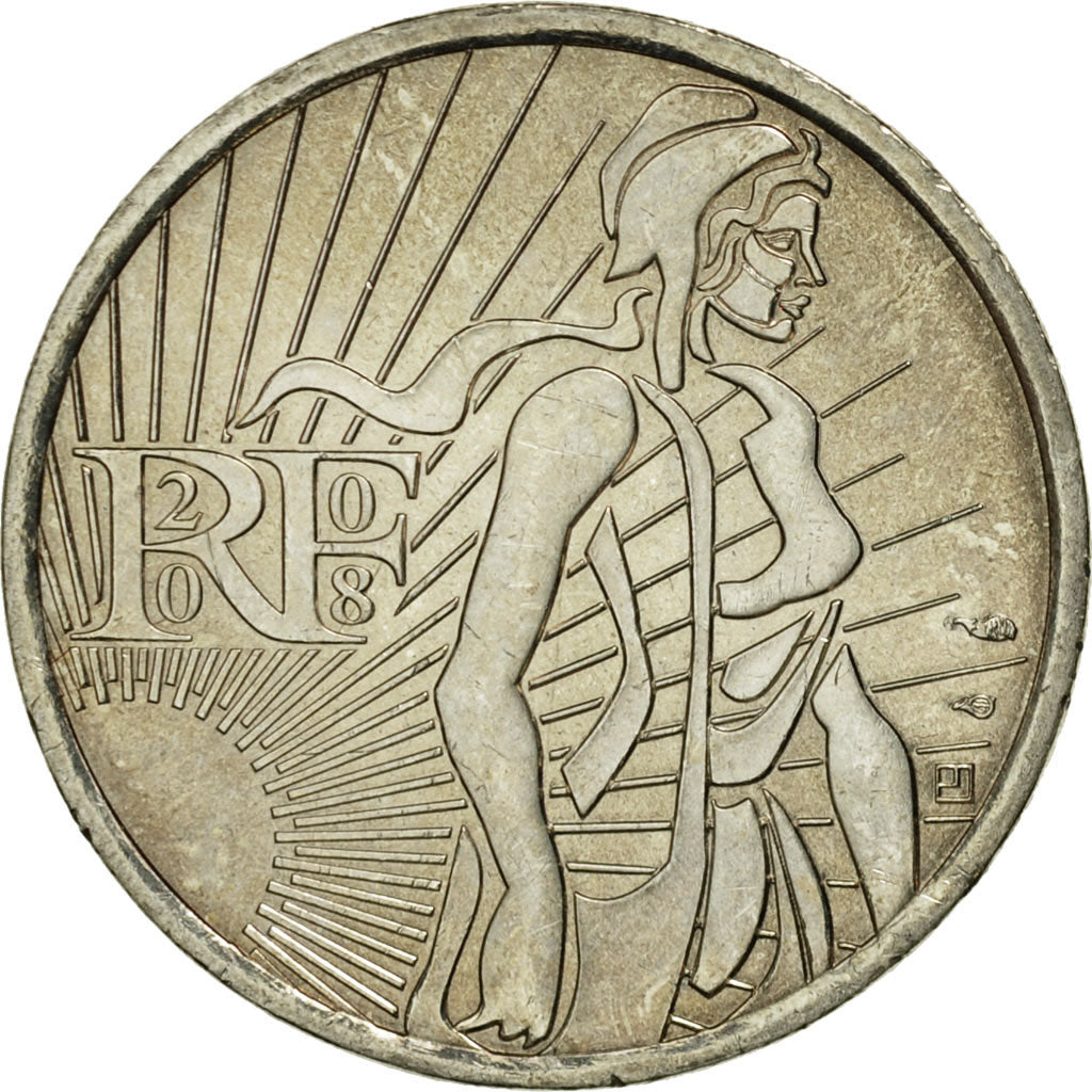 Coin, France, 5 Euros, La Semeuse en marche, 2008, MS(63), Silver