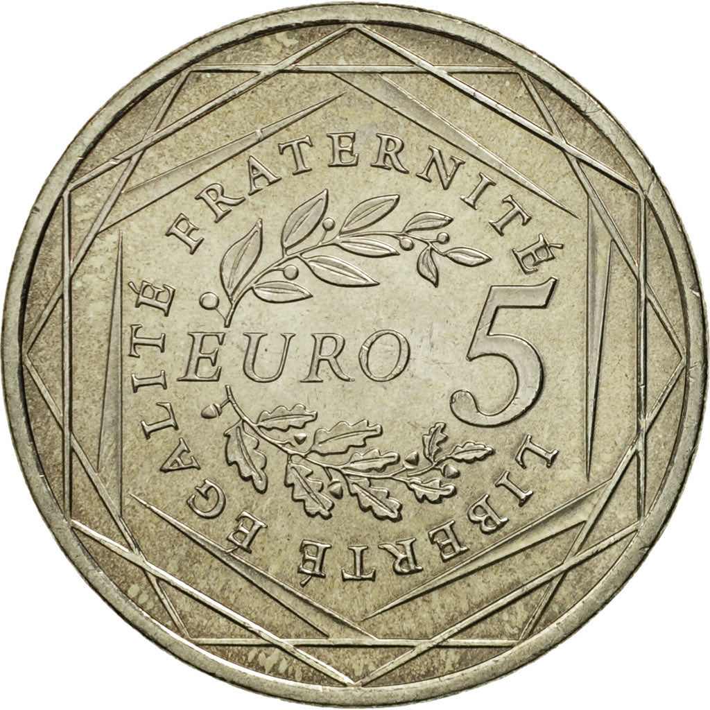 Coin, France, 5 Euros, La Semeuse en marche, 2008, MS(63), Silver