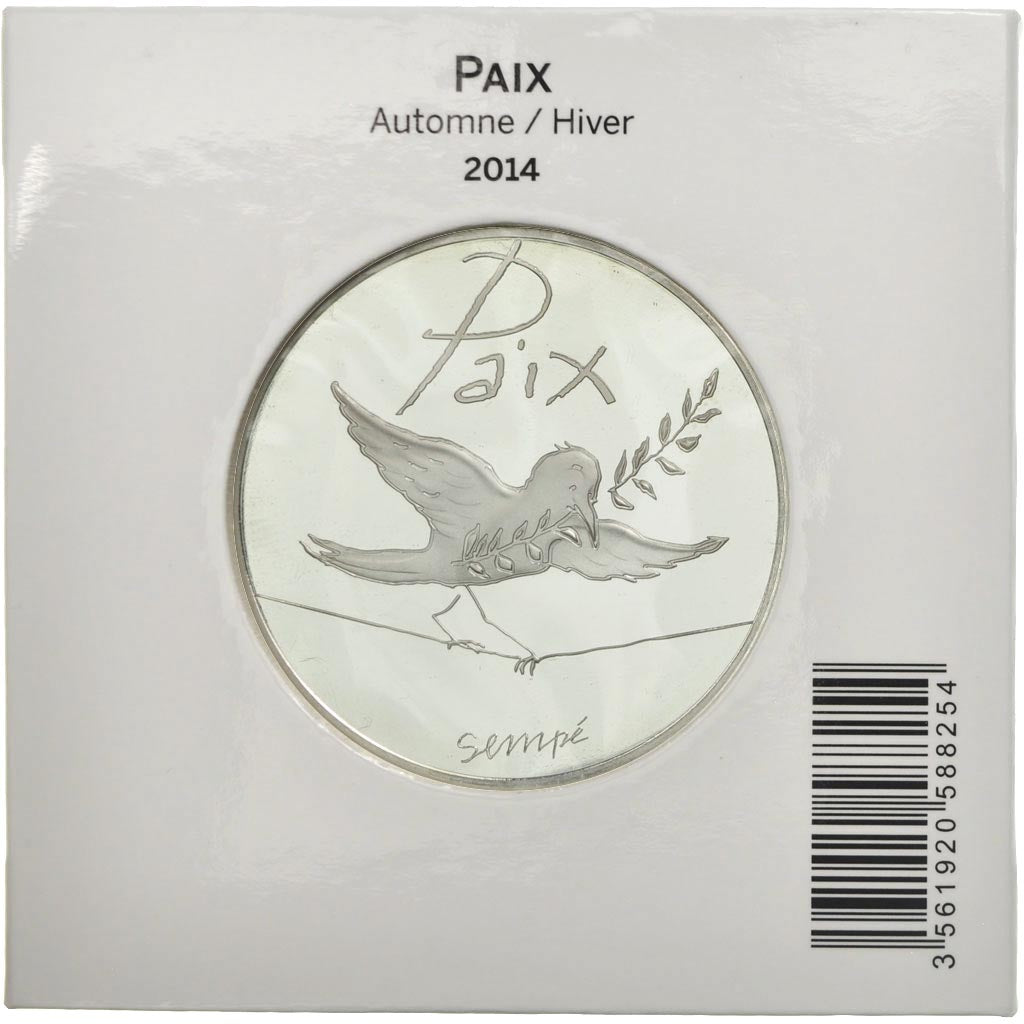 France, 50 Euro, Paix, Sempé, 2014, MS(65-70), Silver