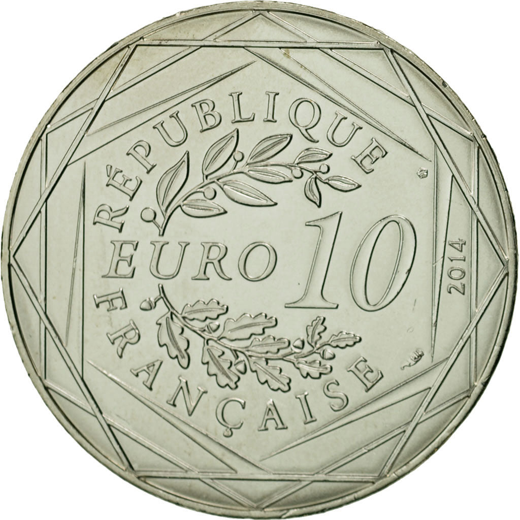 France, 10 Euro, Fraternité Eté Sempé, 2014, MS(63), Silver
