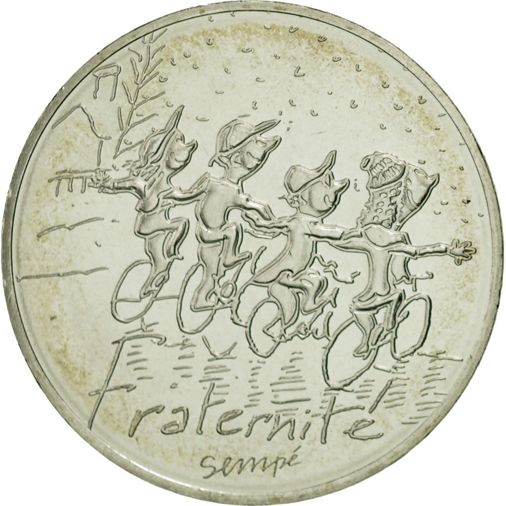 France, 10 Euro, Fraternité Hiver Sempé, 2014, MS(63), Silver
