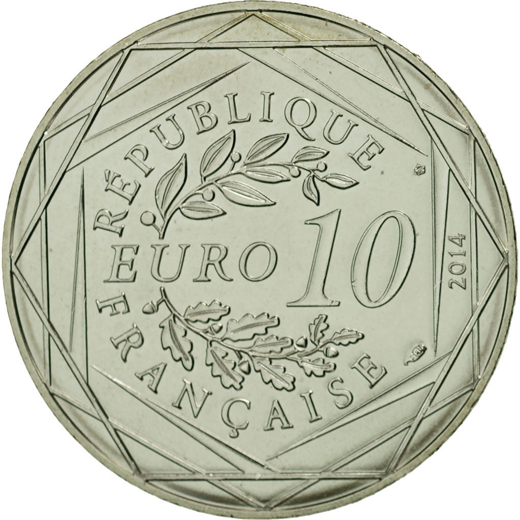 France, 10 Euro, Fraternité Hiver Sempé, 2014, MS(63), Silver