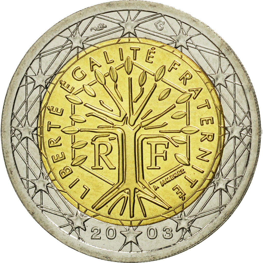 France, 2 Euro, 2003, MS(65-70), Bi-Metallic, KM:1289