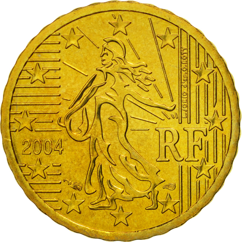 Coin, France, 10 Euro Cent, 2004, MS(65-70), Brass, KM:1285