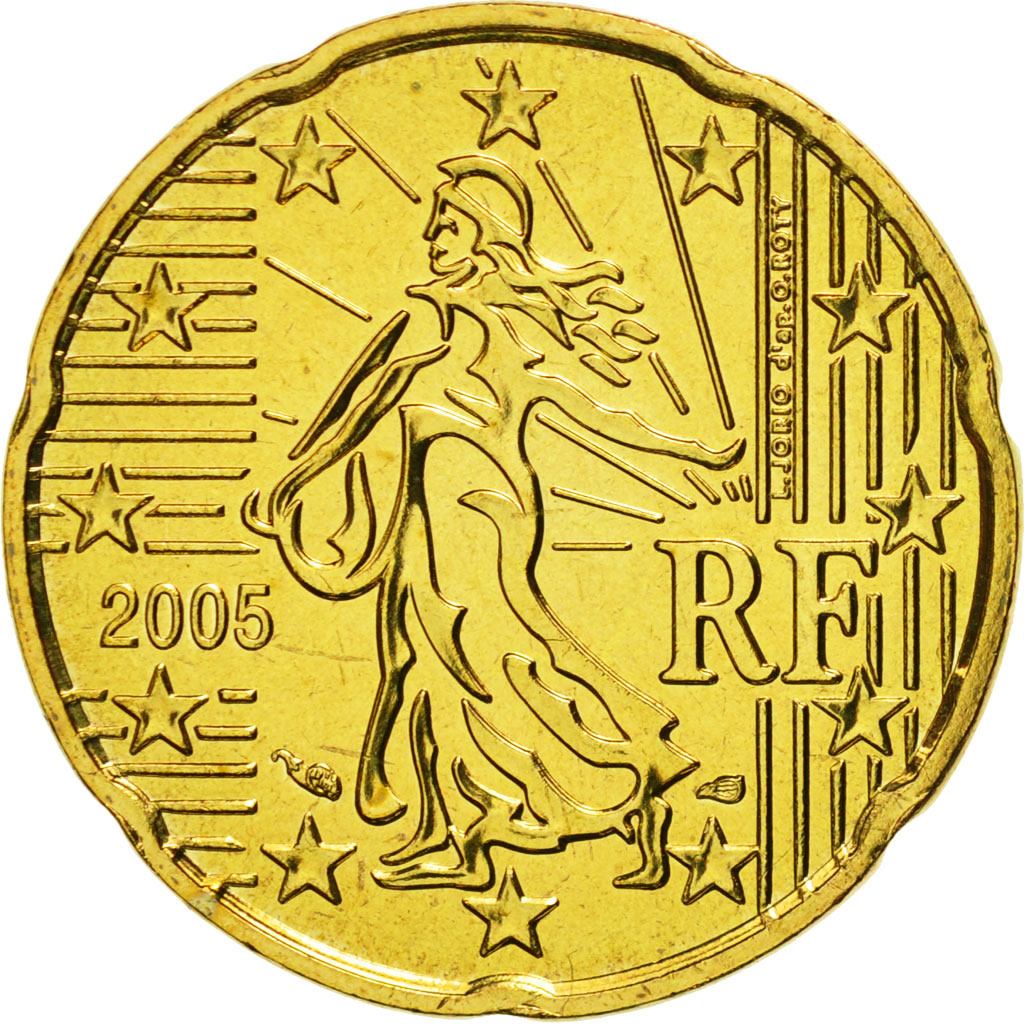 Coin, France, 20 Euro Cent, 2005, MS(65-70), Brass, KM:1286
