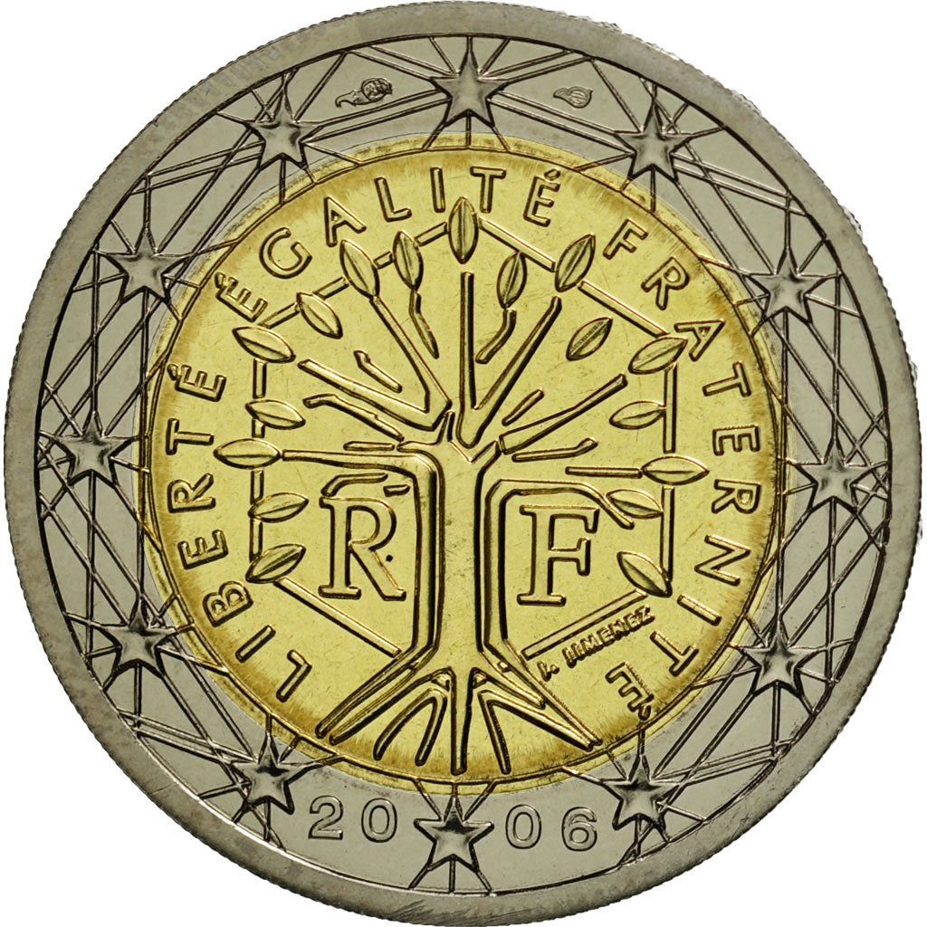 France, 2 Euro, 2006, MS(65-70), Bi-Metallic, KM:1289