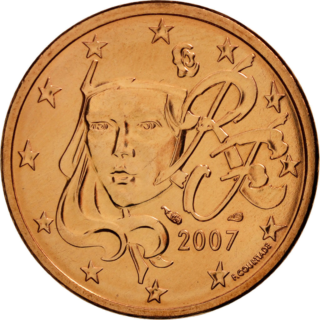 Moneta, Francja, 5 Euro Cent, 2007, Paris, MS(65-70), Miedź platerowana stalą