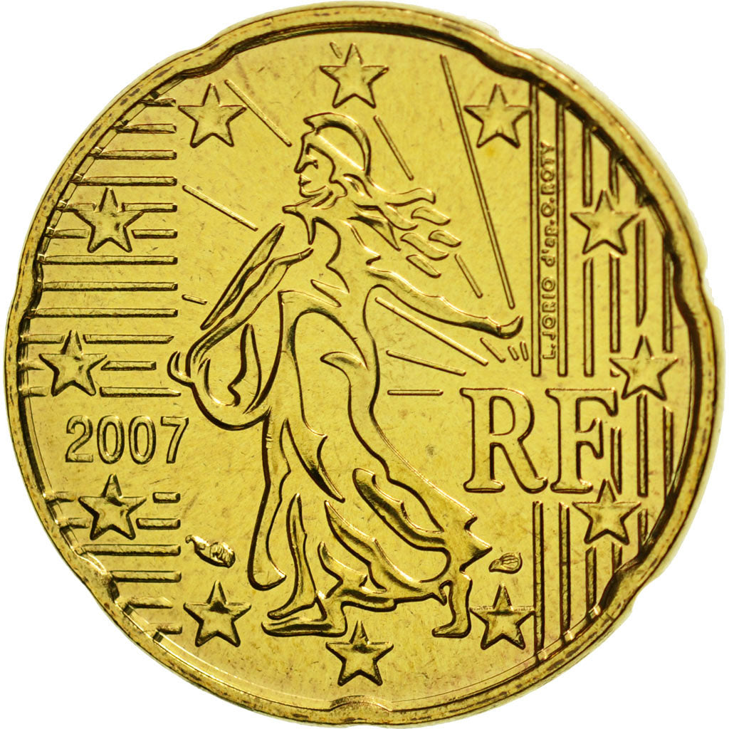 Münze, Frankreich, 20 Euro Cent, 2007, STGL, Messing, KM:1411