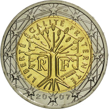 France, 2 Euro, 2007, MS(65-70), Bi-Metallic, KM:1414