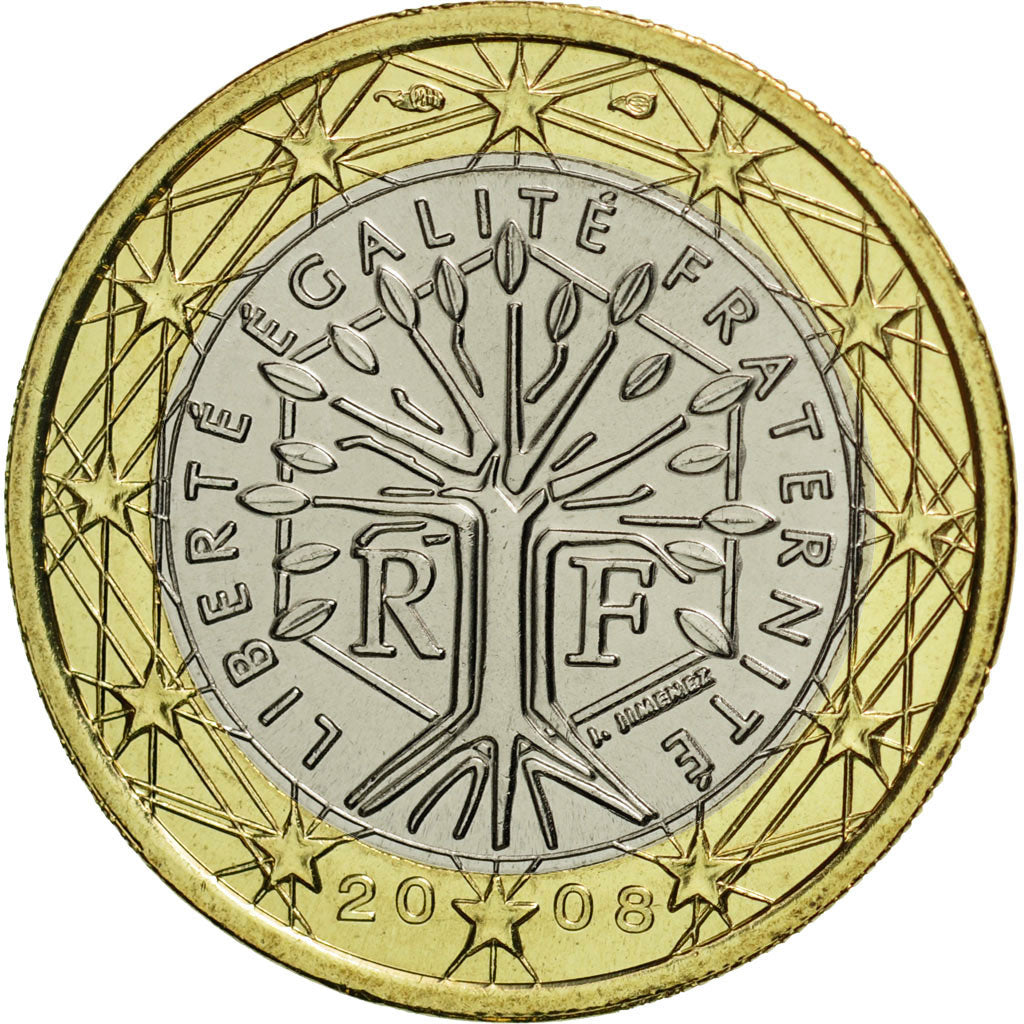 France, Euro, 2008, MS(65-70), Bi-Metallic, KM:1413